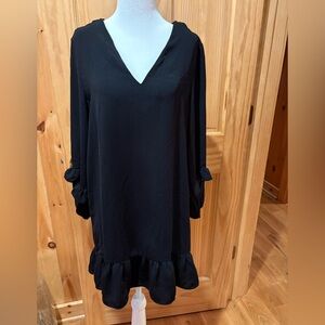 Zara Elegant Little Black V-Neck Dress